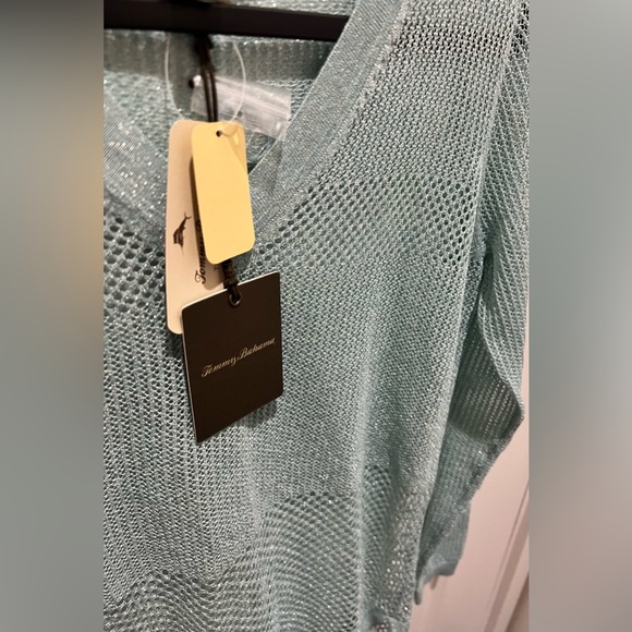 Tommy Bahama Womens Top Open Knit Metallic V Neck Sweater - Picture 5 of 7